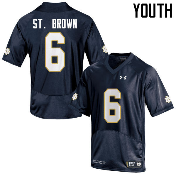 Youth NCAA Notre Dame Fighting Irish #6 Equanimeous St. Brown Stitched College Under Armour Authentic Navy Blue Football Jersey VP10D54OT